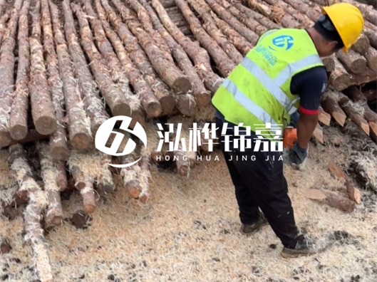 松木樁廠(chǎng)家泓樺錦嘉-打松木樁一天能完成多少根的施工量？